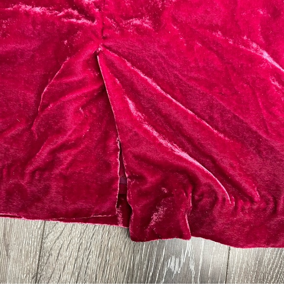 Anthropologie velvet mini skirt with slit red holiday no tie size 18 - Picture 3 of 6